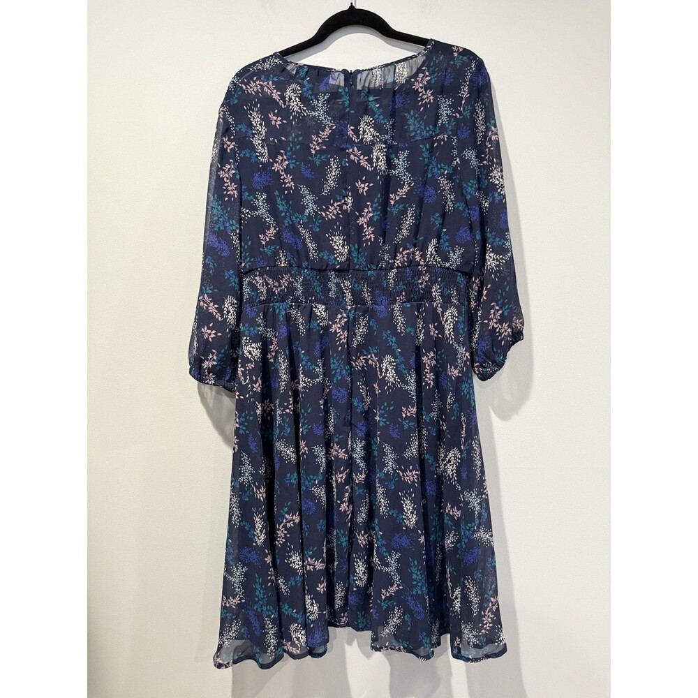 Lane Bryant Dress Womens 14P Floral Fit & Flare Lined 3/4 Sleeve Wedding Travel